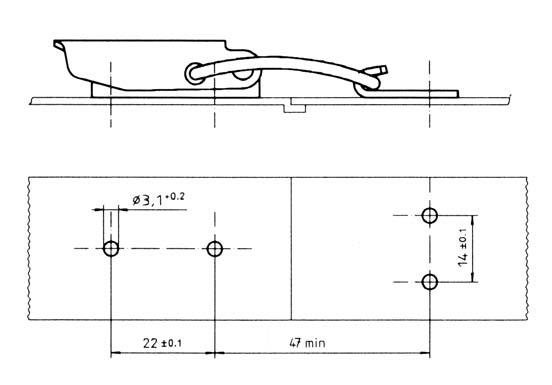 Installation dimensions for LLLD clip latch and clip strike